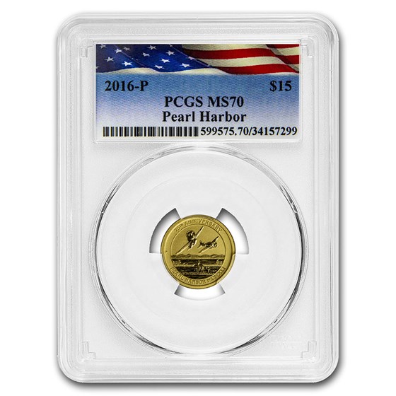 2016 Tuvalu 1/10 oz Gold Pearl Harbor MS-70 PCGS 2016 Tuvalu 1/10 oz Gold Pearl Harbor MS-70 PCGS